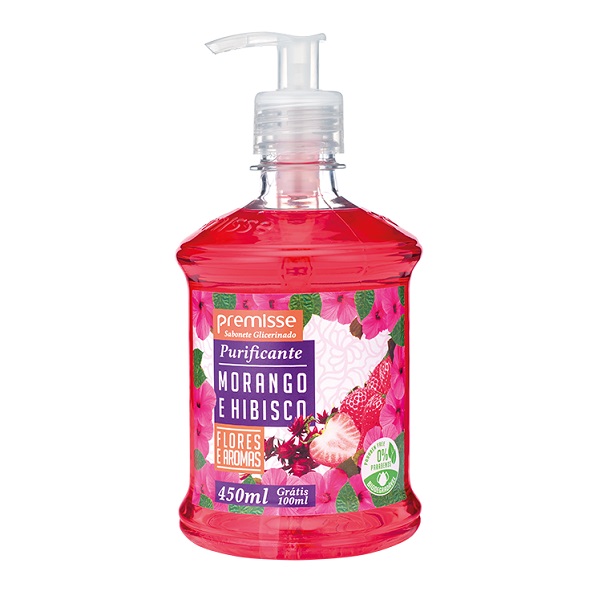 Sabonete Líquido Glicerinado Morango e Hibisco 450ml 1 UN Premisse