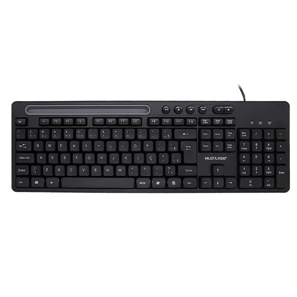 Teclado Slim com Fio Multimídia USB TC262 Preto 1 UN Multilaser