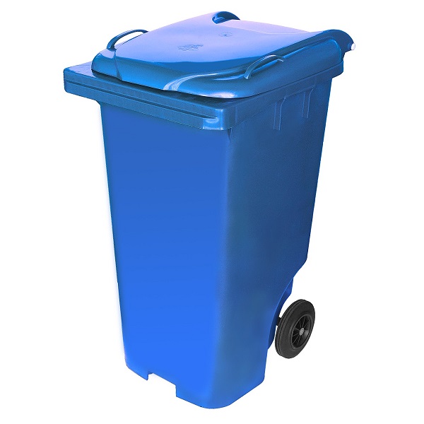 Lixeira Plástica com Tampa e Rodas 240L Azul 1 UN JSN