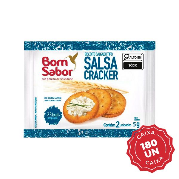 Biscoito Cream Cracker Sachê 5g CX 180 UN Bom Sabor