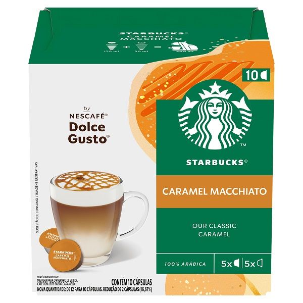 Cápsula de Café Caramelo Macchiato Starbucks CX 10 UN Nescafé Dolce Gu