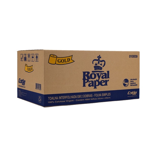 Papel Toalha Folha Simples 2 Dobras 22x20cm CX 4800 FL Royal Paper