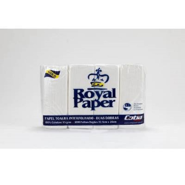 Papel Toalha Interfolha 2 Dobras Folha Dupla 22x20cm CX 5000 FL Royal