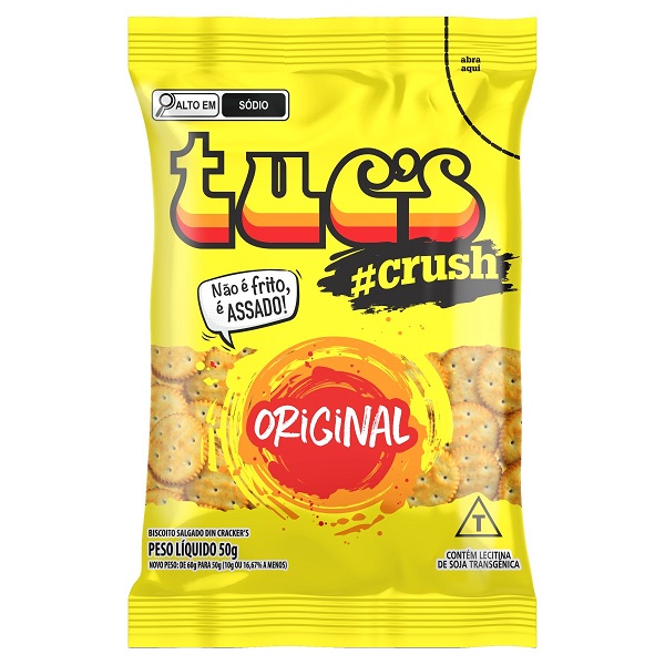 Biscoito Salgado Tuc's Din Crackers Crush sabor Original 50g Bela Vista