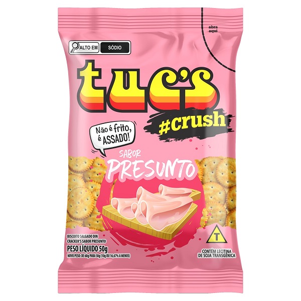 Biscoito Salgado Tuc's Din Crackers Crush sabor Presunto 50g Bela Vist