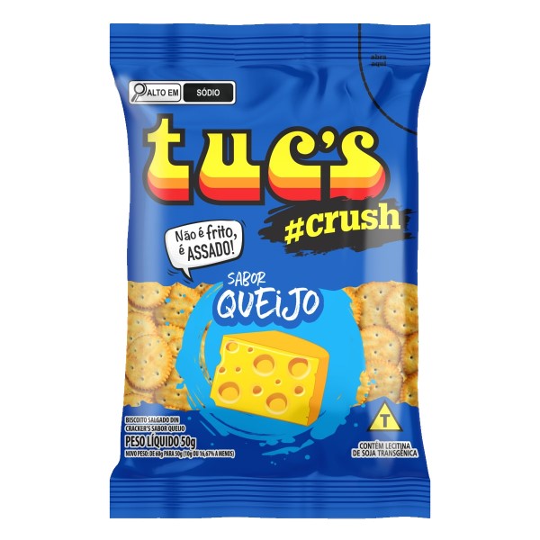Biscoito Salgado Tuc's Din Crackers Crush sabor Queijo 50g Bela Vista