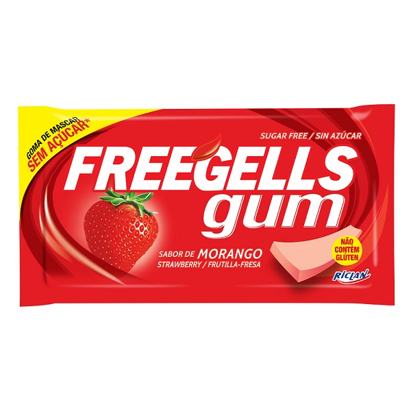 Chiclete Sabor Morango 8,5g 1 UN Freegells