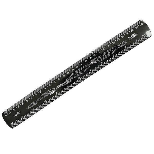 Régua Flexível 30cm Preta 1 UN Waleu