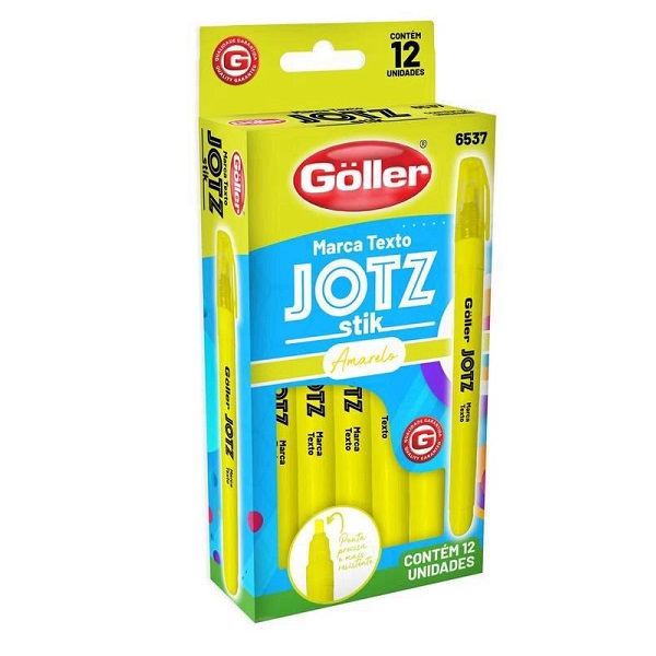 Pincel Marca Texto Jotz Amarelo 12 UN Goller