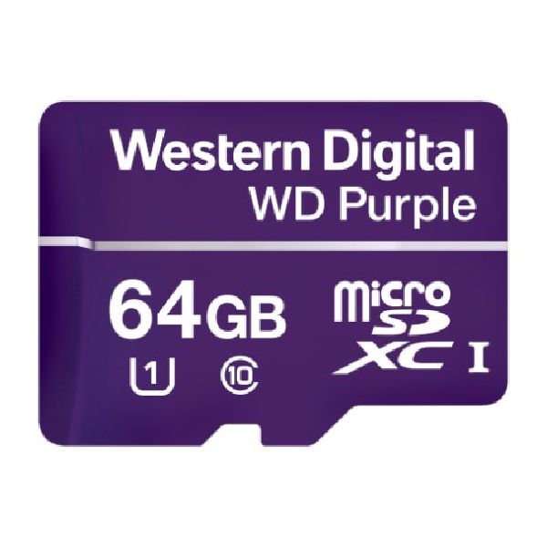 Cartão de Memoria Micro SD 64GB WD Purple 1 UN Intelbras