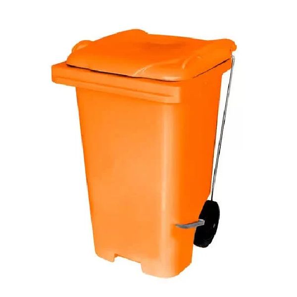 Contentor Movél para Lixo com Pedal 120L Laranja 1 UN JSN