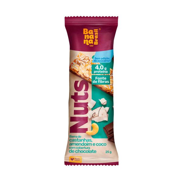 Barra de Cereal Nuts, Castanhas, Amendoim, Coco e Chocolate 25g 1 UN B