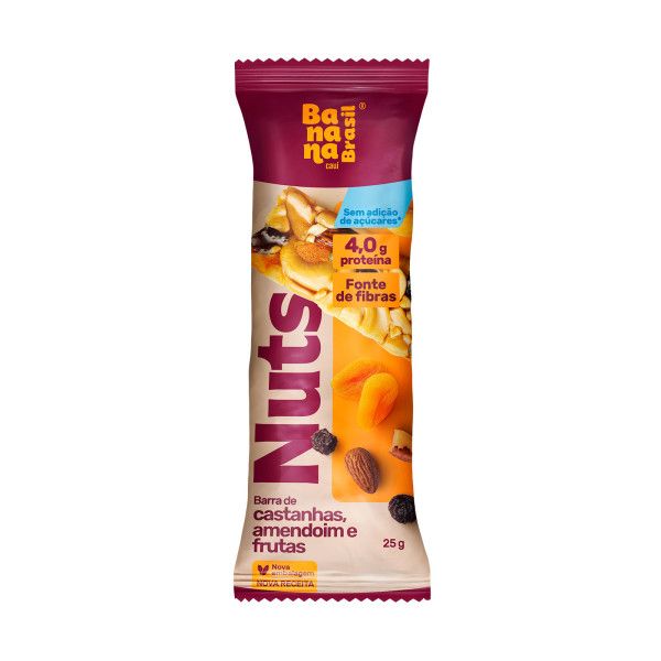 Barra de Cereal Nuts, Castanhas, Amendoim e Frutas 25g 1 UN Banana Bra