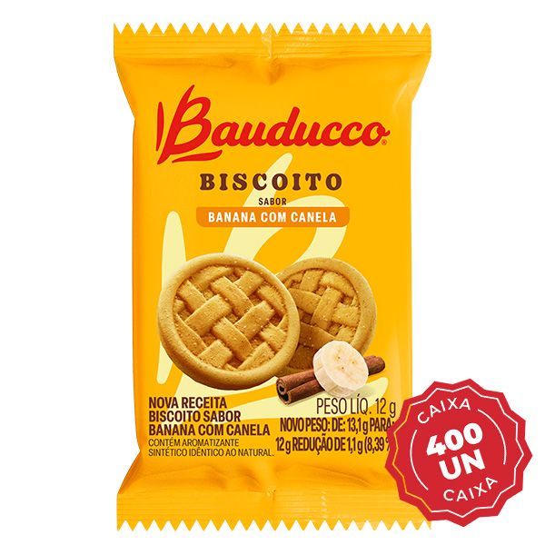 Biscoito de Banana e Canela 12g CX 400 UN Bauducco