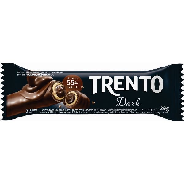Wafer Recheado Sabor Chocolate Dark 29g 1 UN Trento
