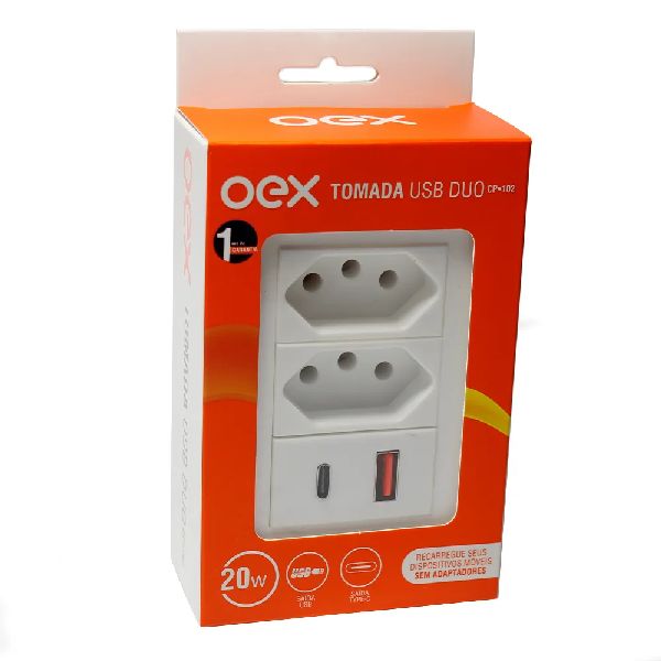 Tomada Usb Type-C Duo CP102  Branco 1 UN oex