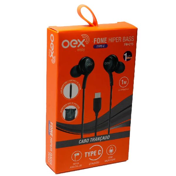 Fone de Ouvido Intra FN215 TYPE-C Preto 1 UN Oex