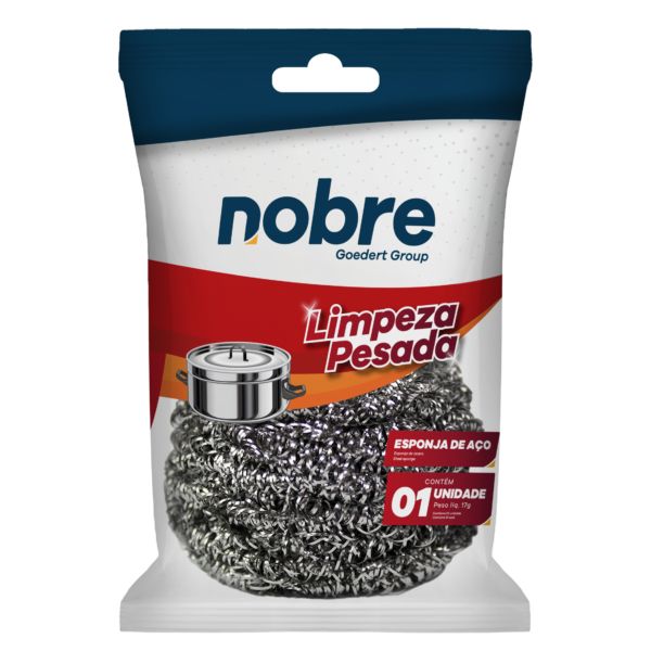 Esponja para Limpeza Pesada  Aço Inox 1 UN Nobre