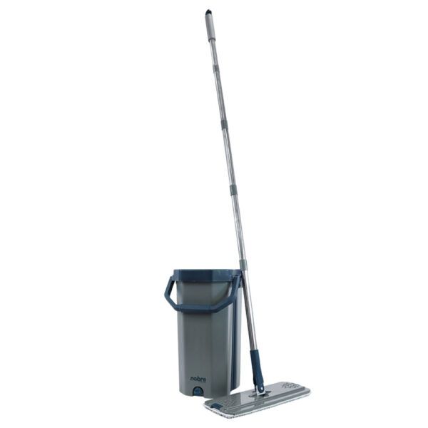 Mop Flat Balde 10L Cinza com Espremedor e 1 Refil de Microfibra 1 UN N