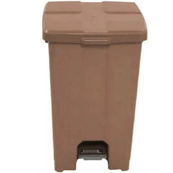 Lixeira Quadrada Marrom com Tampa e Pedal 60L 1 UN JSN