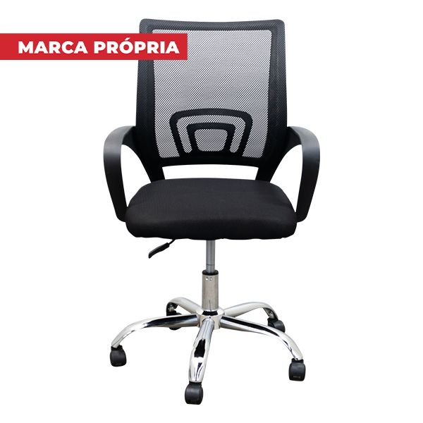 Cadeira Baixa Base Cromada Preto 1 UN Gimba