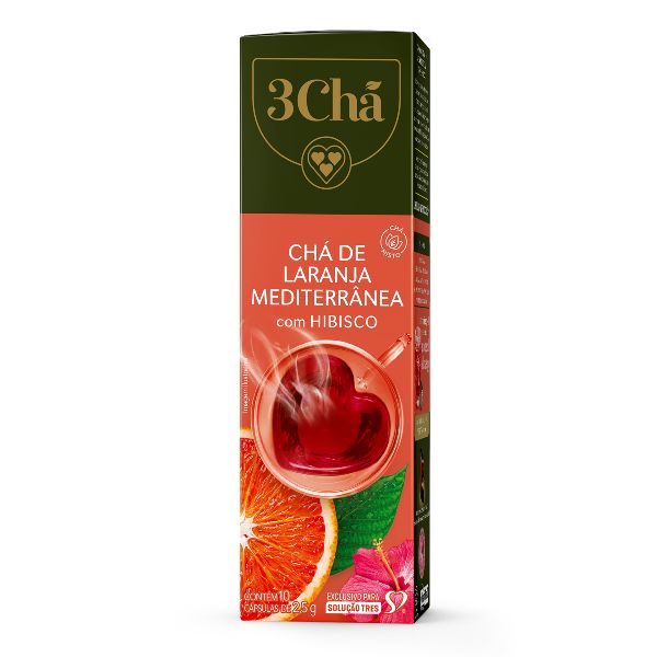Capsula Três Chá Misto Hibisco e Laranja 25g CX 10 UN Três Corações