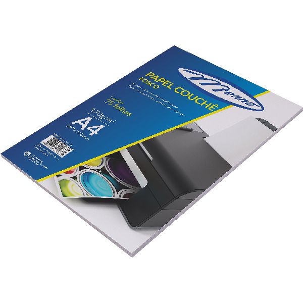 Papel Couchê Fosco 170GR A4 com 25 Folhas Menno Gráfica