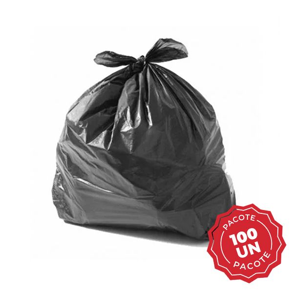 Saco de Lixo Reforçado 200L Preto 90x113cm com 100 Un Plastjoia