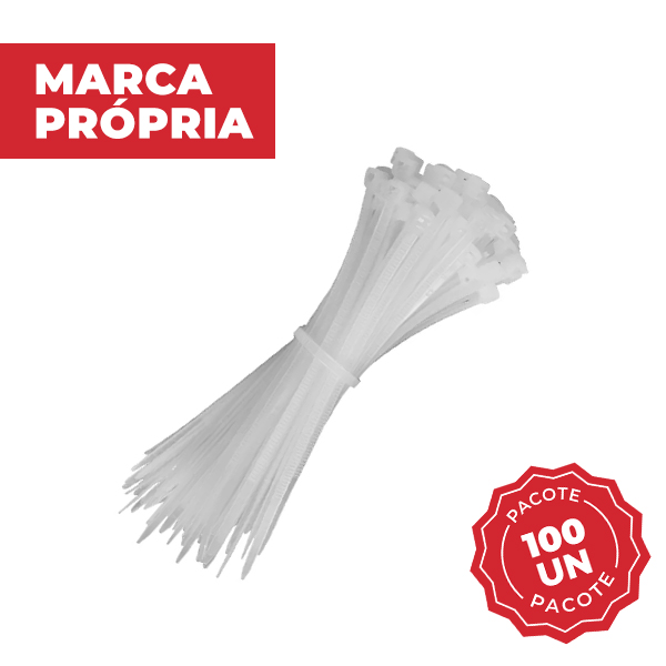 Abraçadeira de Nylon Branca 140x3,4mm PT 100 UN Gimba