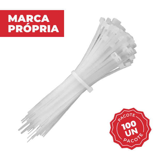 Abraçadeira de Nylon Branca 190x3,4mm PT 100 UN Gimba