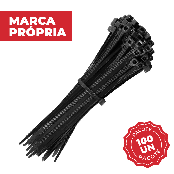 Abraçadeira de Nylon Preta 190x3,4mm PT 100 UN Gimba