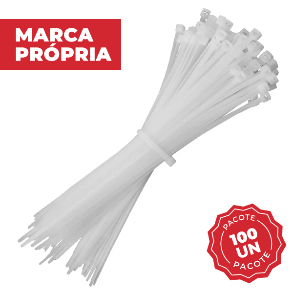 Abraçadeira de Nylon Branca 295x4,6mm PT 100 UN Gimba
