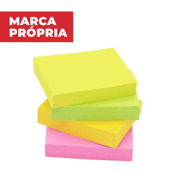 Bloco de Notas Adesivo 38x50mm Neon 4 UN 100 FL cada Gimba
