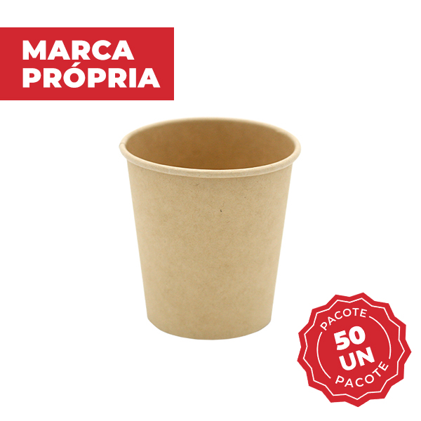 Copo de Papel de Bambu Descartável 120ml PT 50 UN Gimba