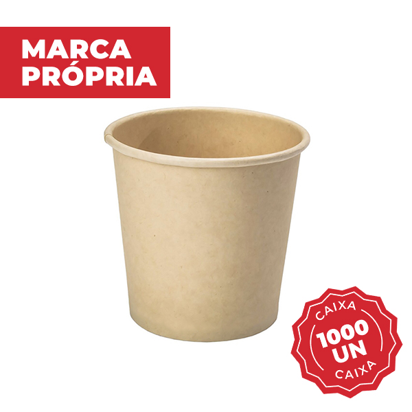 Copo de Papel de Bambu Descartável 180ml CX 1000 UN Gimba