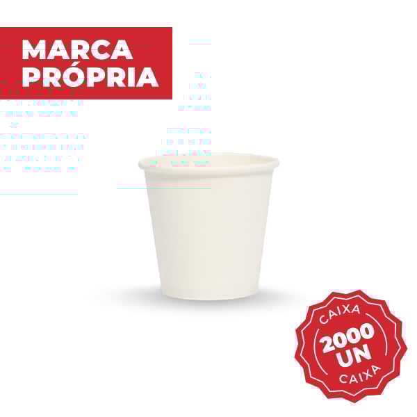 Copo Descartável de Papel 70ml Branco CX 2000 UN Gimba