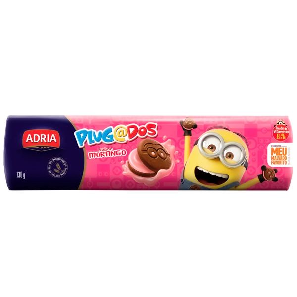 Biscoito Plugados Morango 130g 1 UN Adria