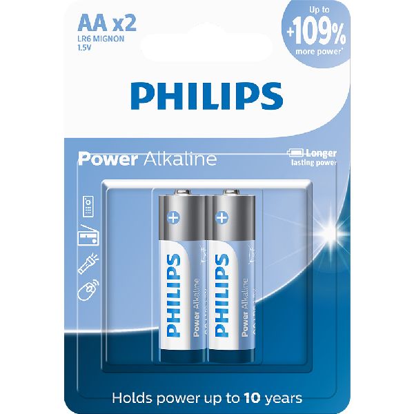 Pilha Alcalina Pequena AA Blister PT com 2 UN Philips