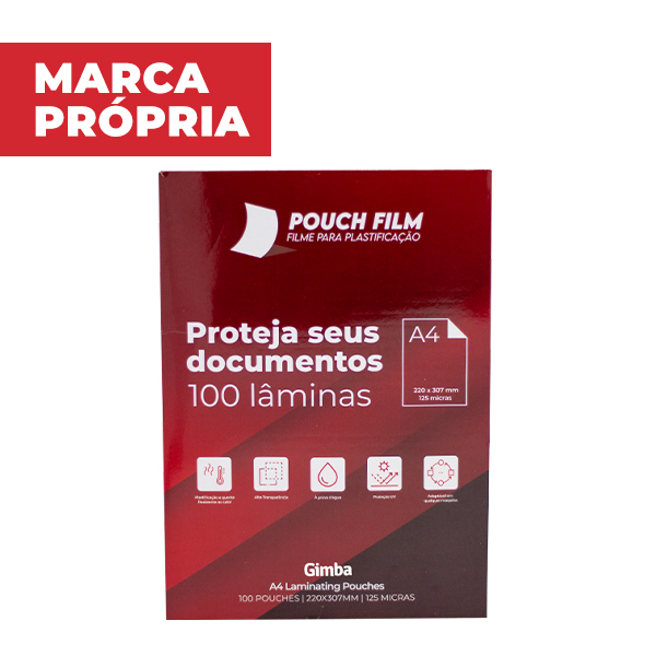 Plástico para Plastificação 0,05 A4 220x307mm PT 100 UN Gimba