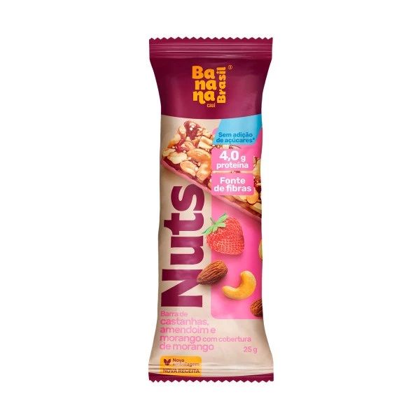 Barra de Cereal Nuts  Castanhas, Amendoim e Morango  Sem Glúten 25g 1