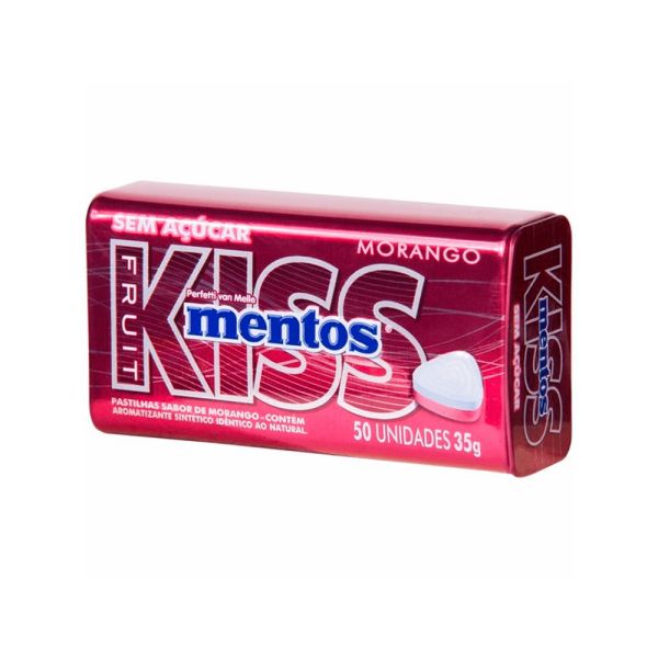 Pastilha Kiss Morango Lata 1 UN Mentos