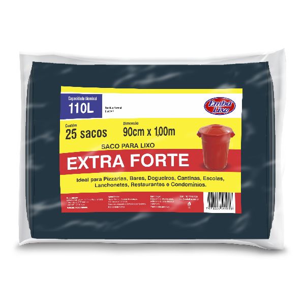 Saco de Lixo 110L Extra Forte PT 25 UN Embalixo
