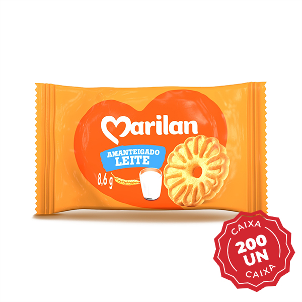 Biscoito Amanteigado Leite de 8,6g CX 200 UN  Marilan