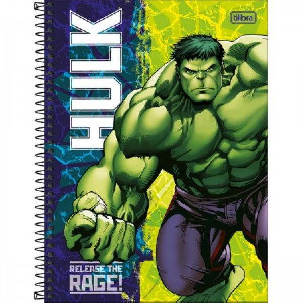 Caderno Universitário Capa Dura 10 Matérias 160 FL Hulk D 1 UN Tilibra