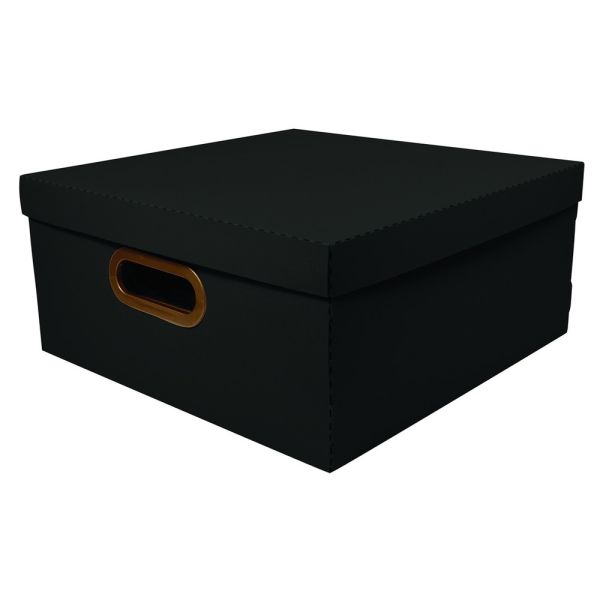 Caixa Organizadora Textura em Linho com Tampa 19,6L Preto 2206 1 UN De