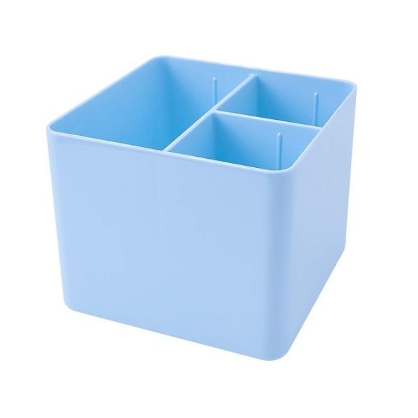 Porta Lápis e Objetos Azul Claro com 3 Divisórias 1 UN Dello