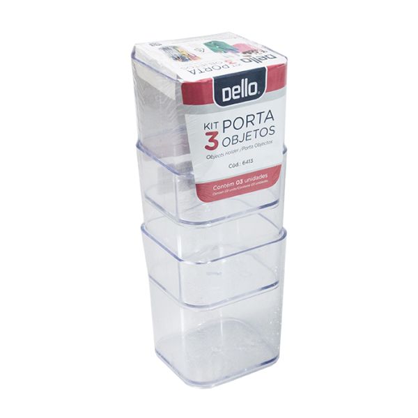 Porta Lápis e Objetos Cristal  6413 PT 3 UN Dello
