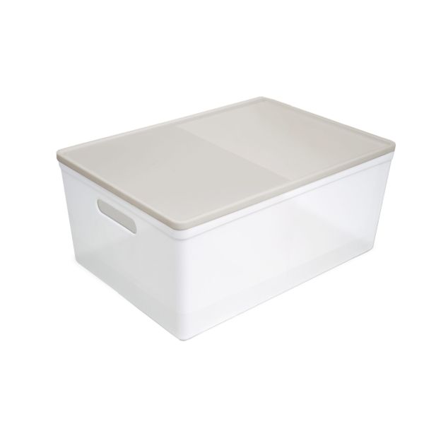 Caixa Organizadora com Tampa Soul Cristal com Nude 21,4L 1 UN Dello