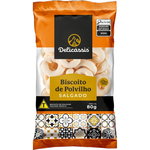 Biscoito Polvilho Argola Salgado 80g 1 UN Delicássis