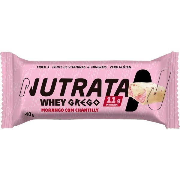 Barra de Proteína Whey Grego Sem Glúten Morango com Chantilly 40g 1 UN